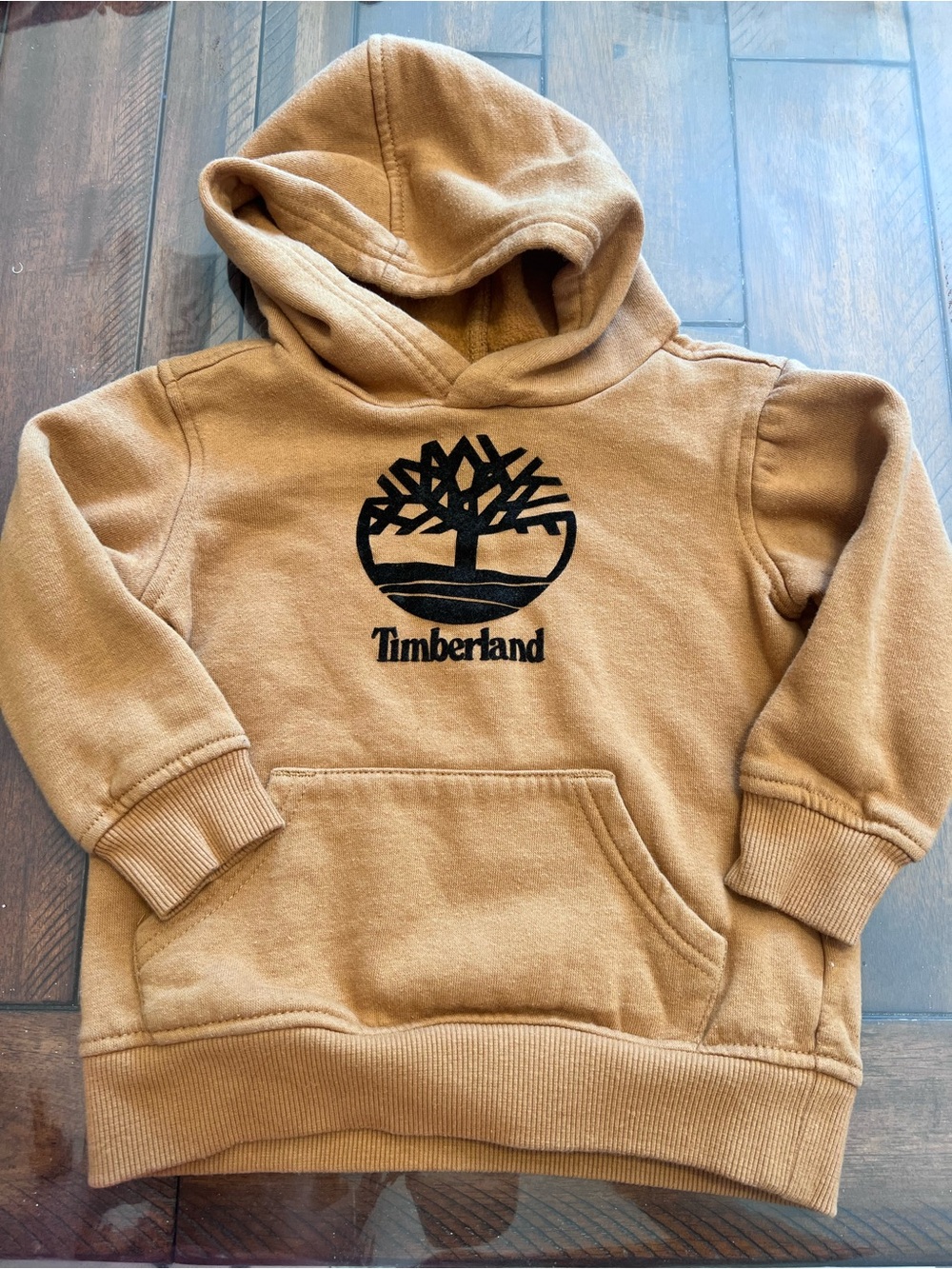Timberland Kids Tan Hooded Pullover with Black Logo